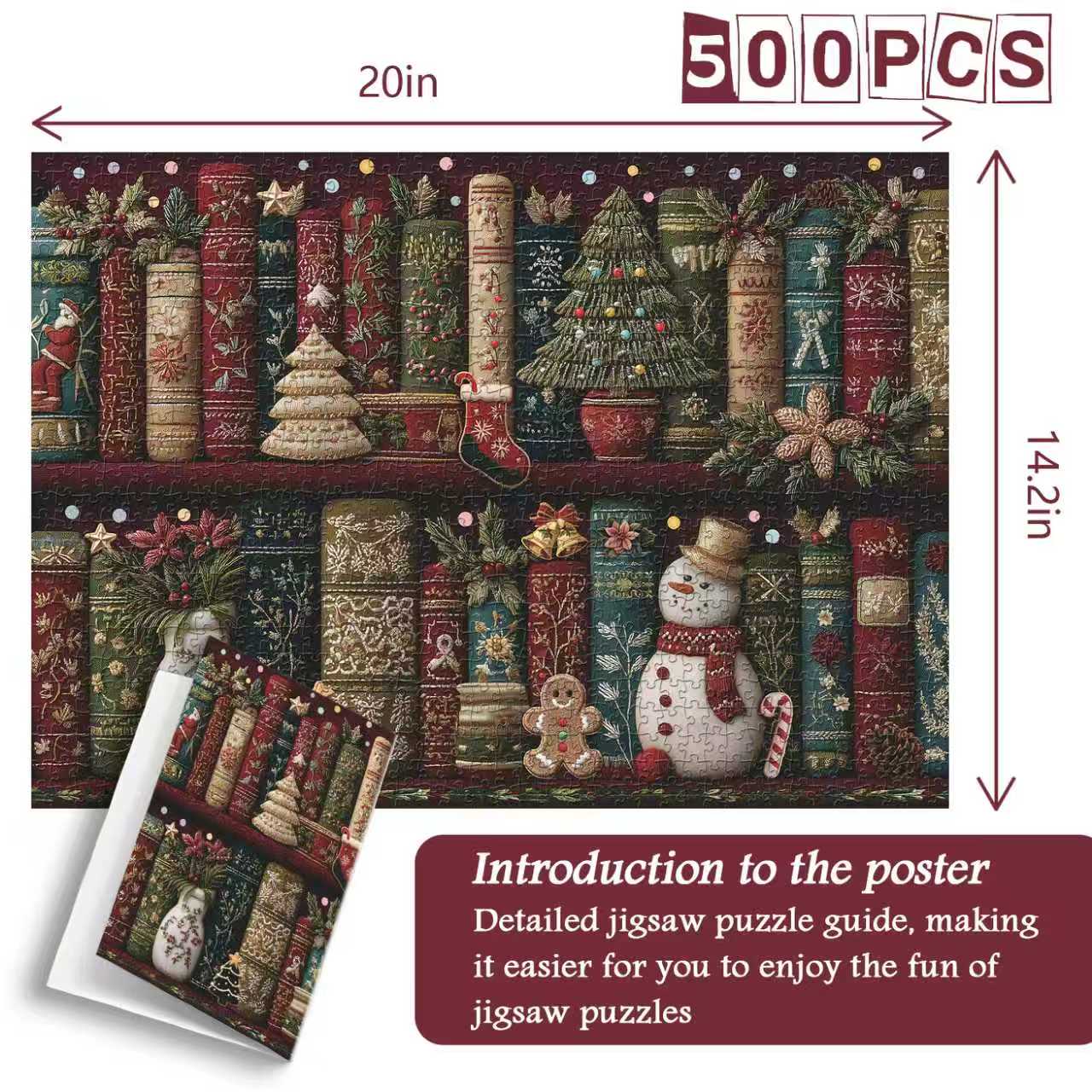 Weihnachts -Stickerei Regal Puzzle 500 Stücke