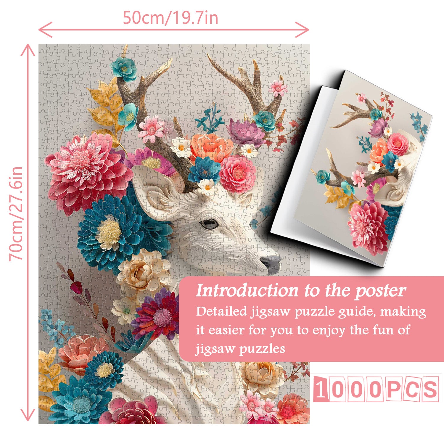 Floral Deer Jigsaw Puzzle 1000 Pieces