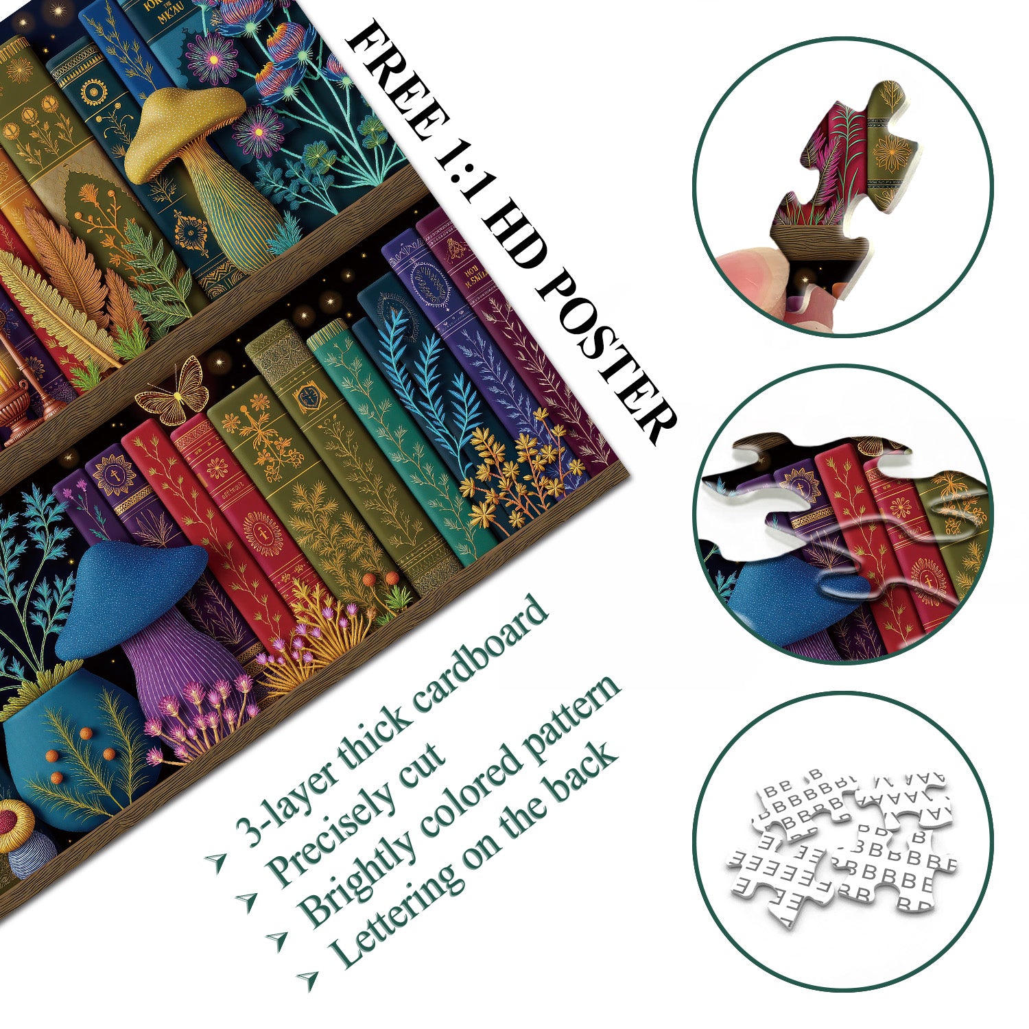 Puzzle Bibliothèque de champignons enchantés 1000 pièces