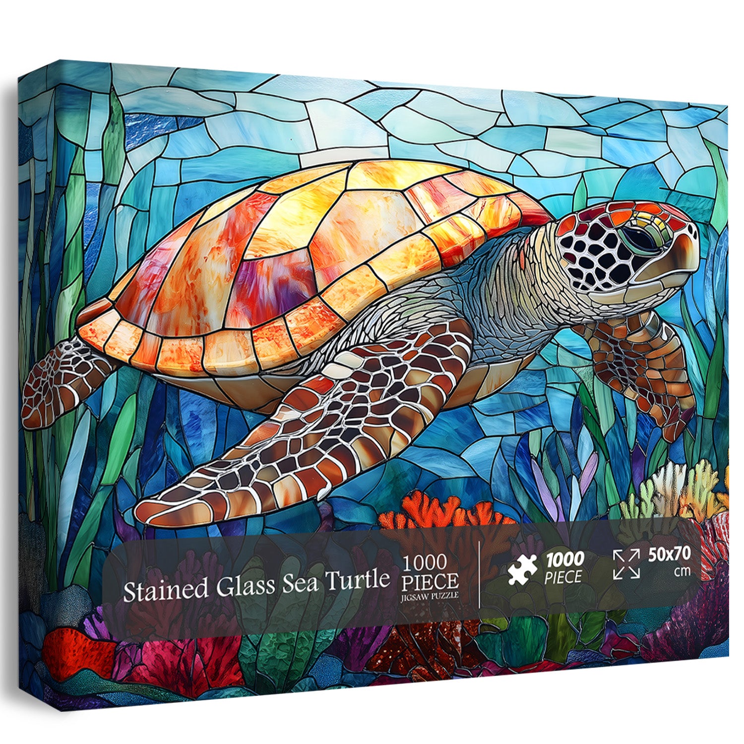 Stained Glass Sea Turtle Jigsaw Puzzle 1000 Pieces