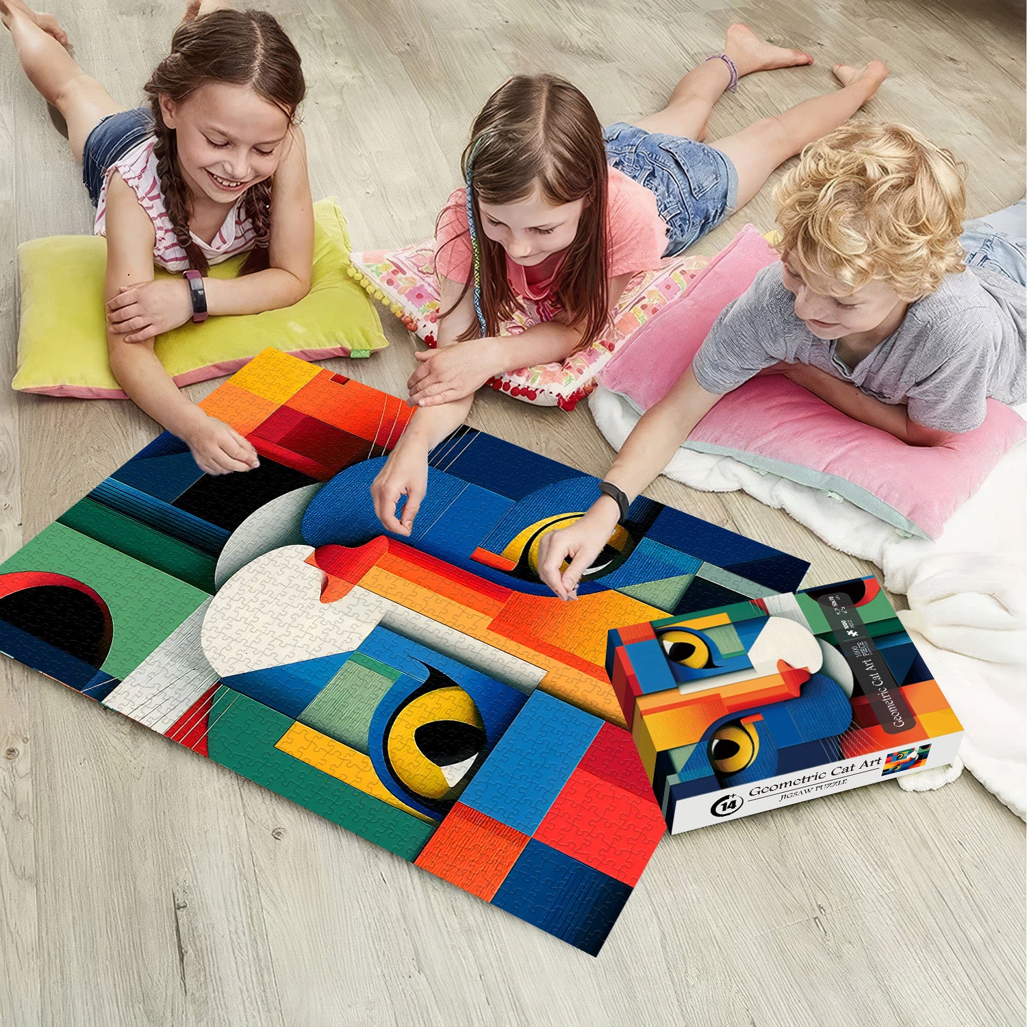 Puzzle geometrici di arte del gatto 1000 pezzi
