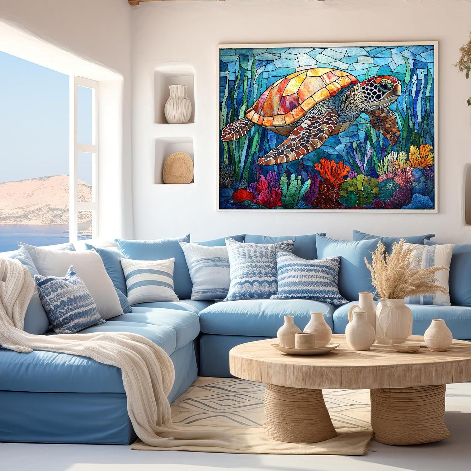Stained Glass Sea Turtle Jigsaw Puzzle 1000 Pieces