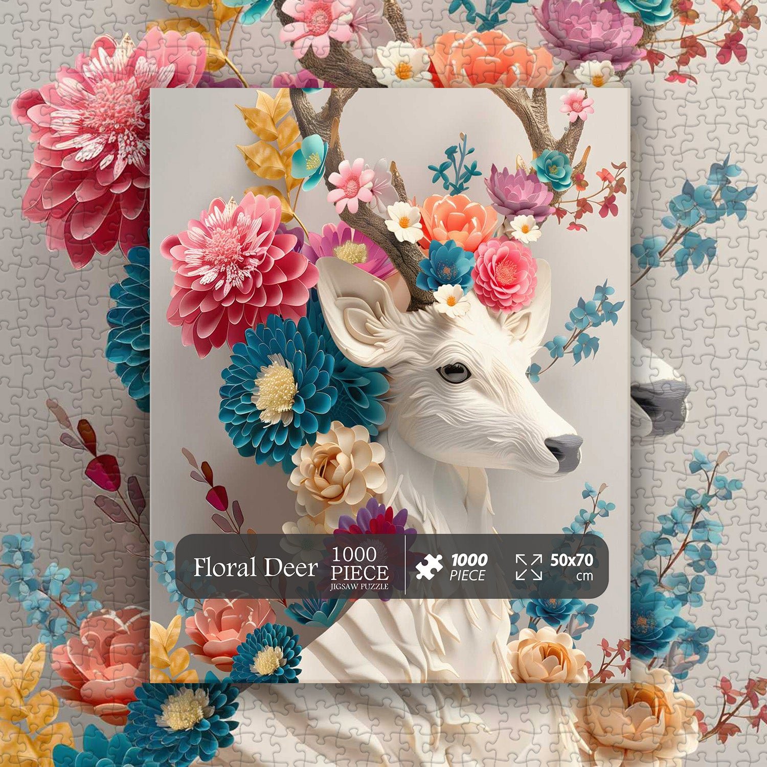 Floral Deer Jigsaw Puzzle 1000 Pieces