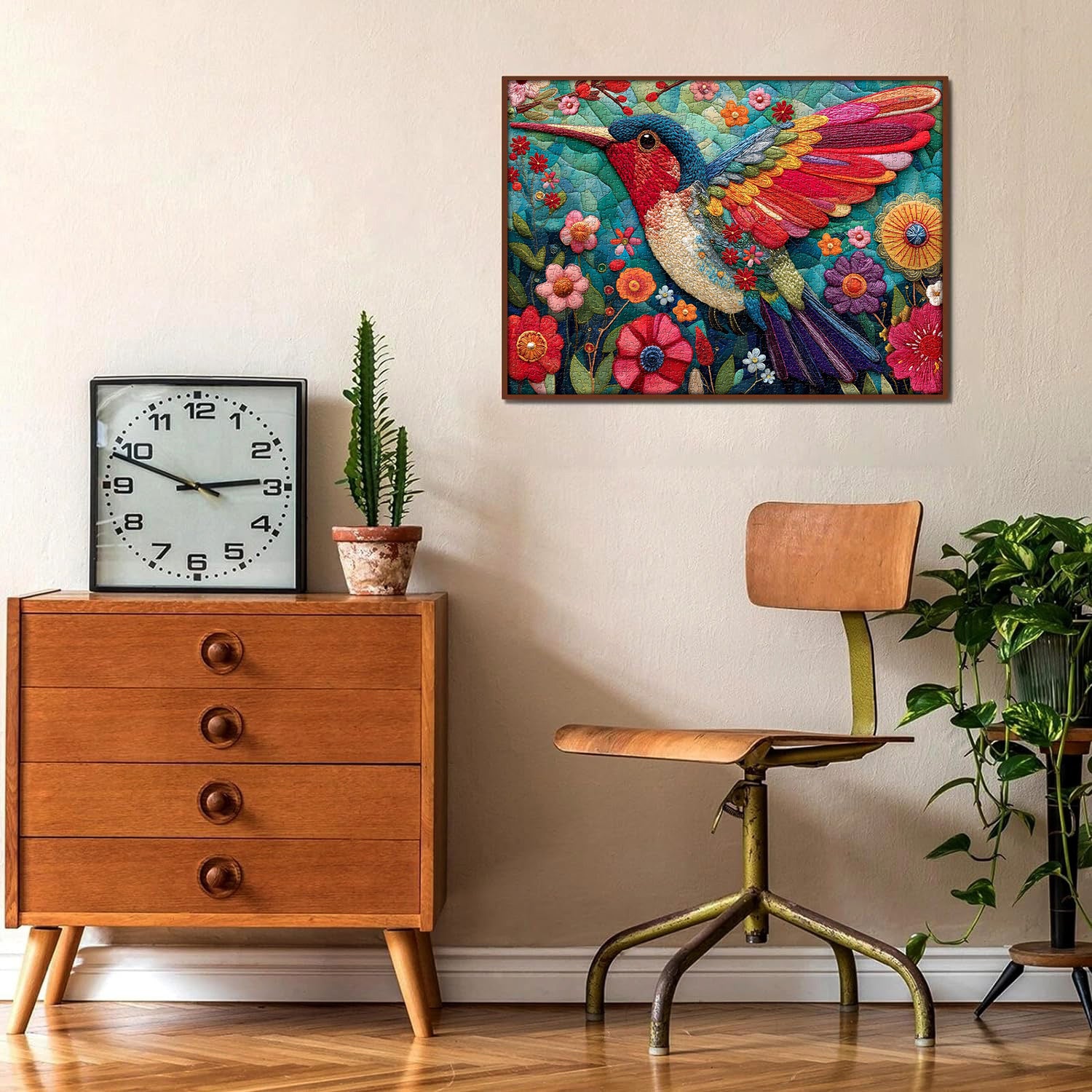 Patchwork Hummingbird Jigsaw Puzzle 1000 Pieces