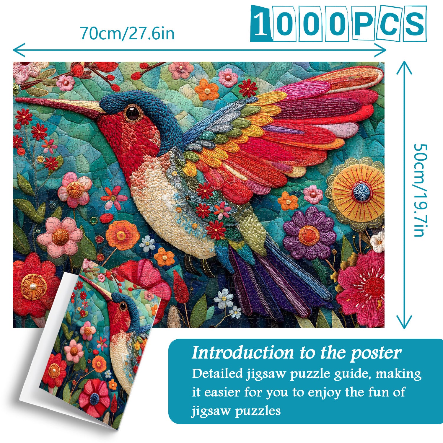 Patchwork Hummingbird Jigsaw Puzzle 1000 Pieces