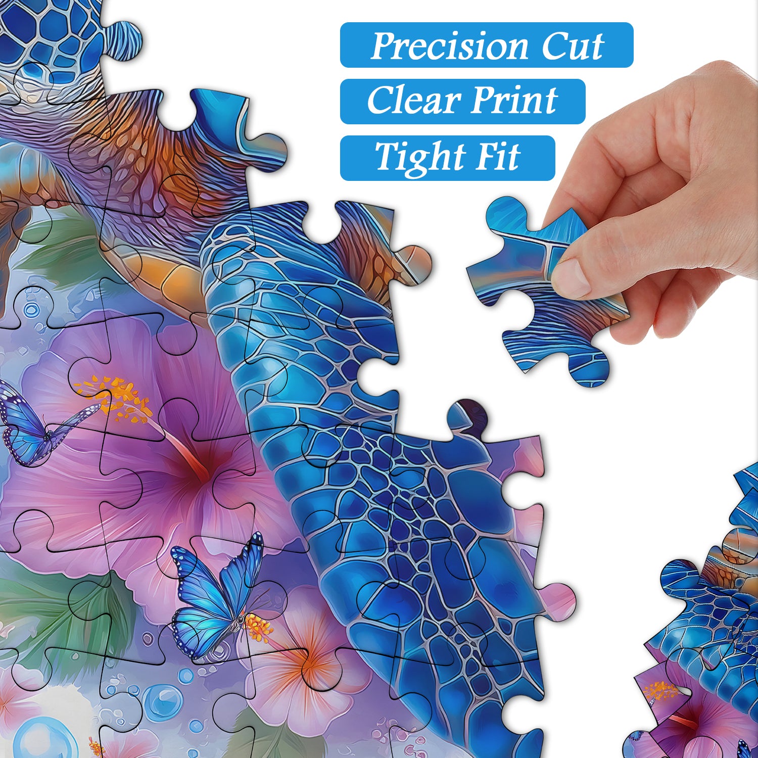 Blue Turtle & Flowers Jigsaw Puzzle 1000 Pieces