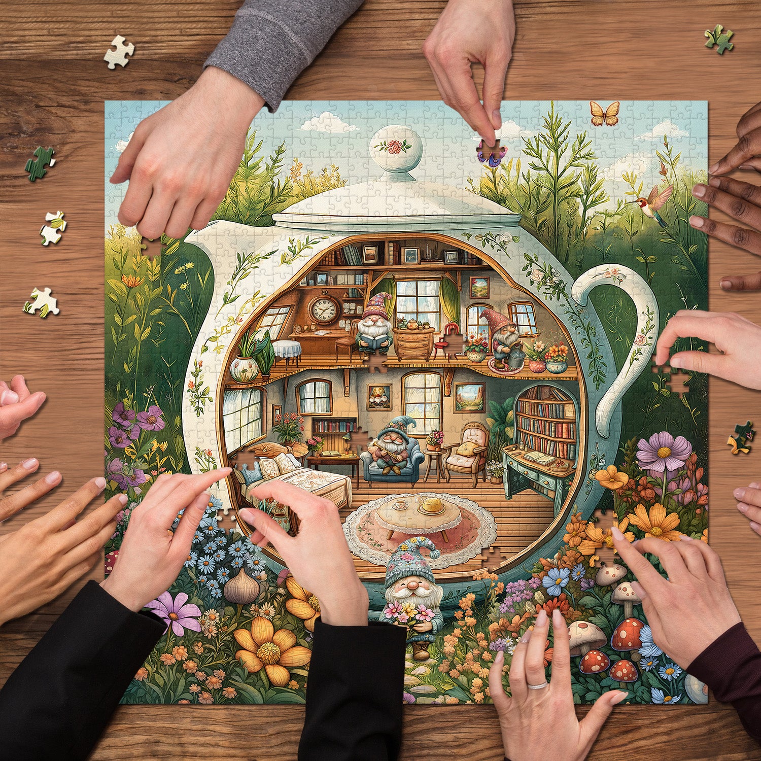 Puzzle da puzzle di tè gnome 1000 pezzi