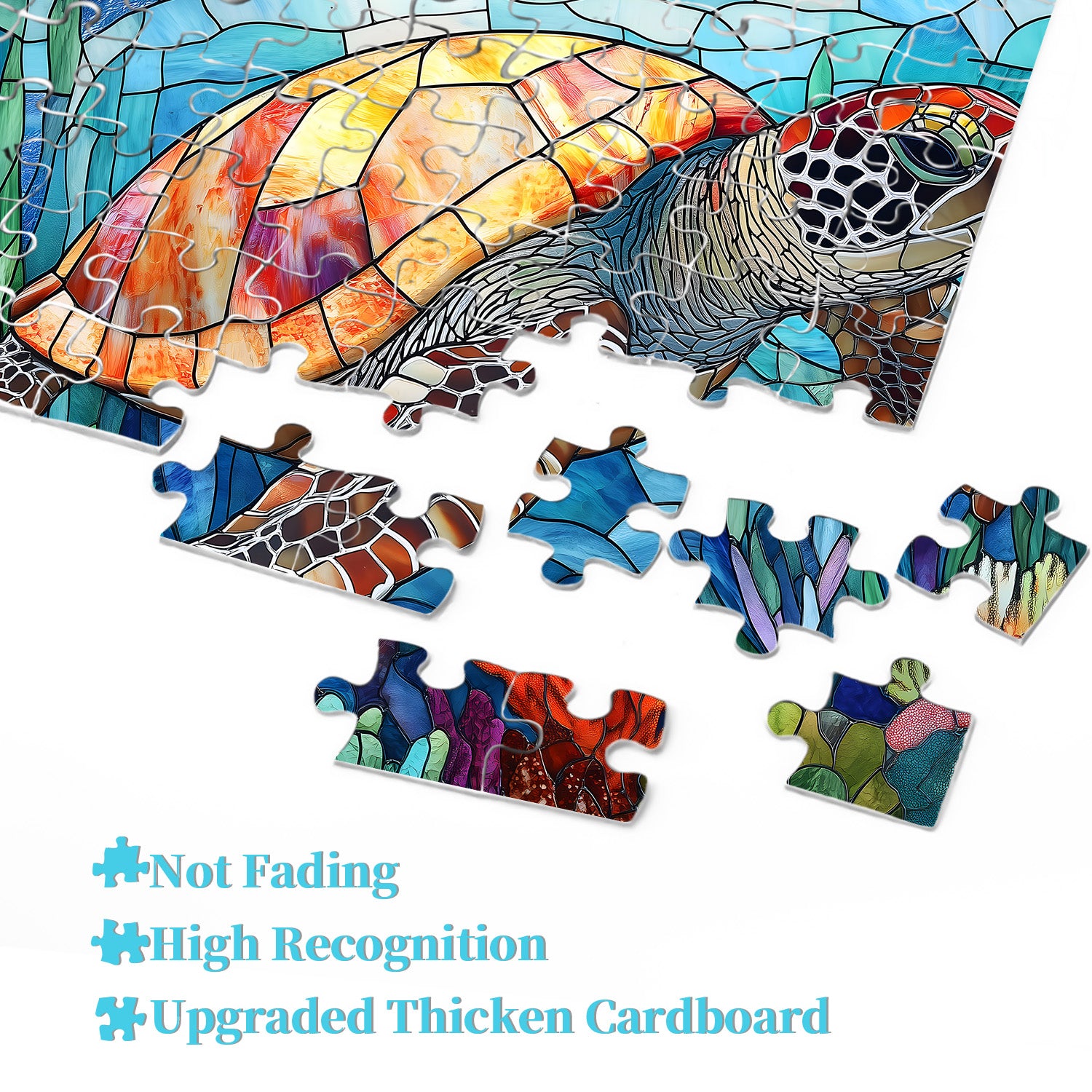 Stained Glass Sea Turtle Jigsaw Puzzle 1000 Pieces