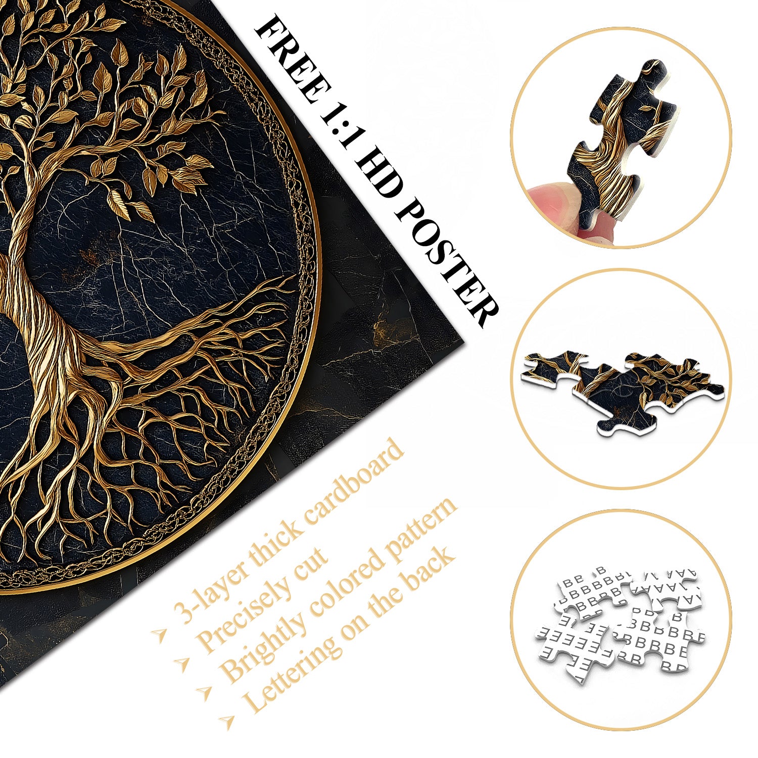 Goldener Baum des Lebens Jigsaw Puzzle 1000 Stücke