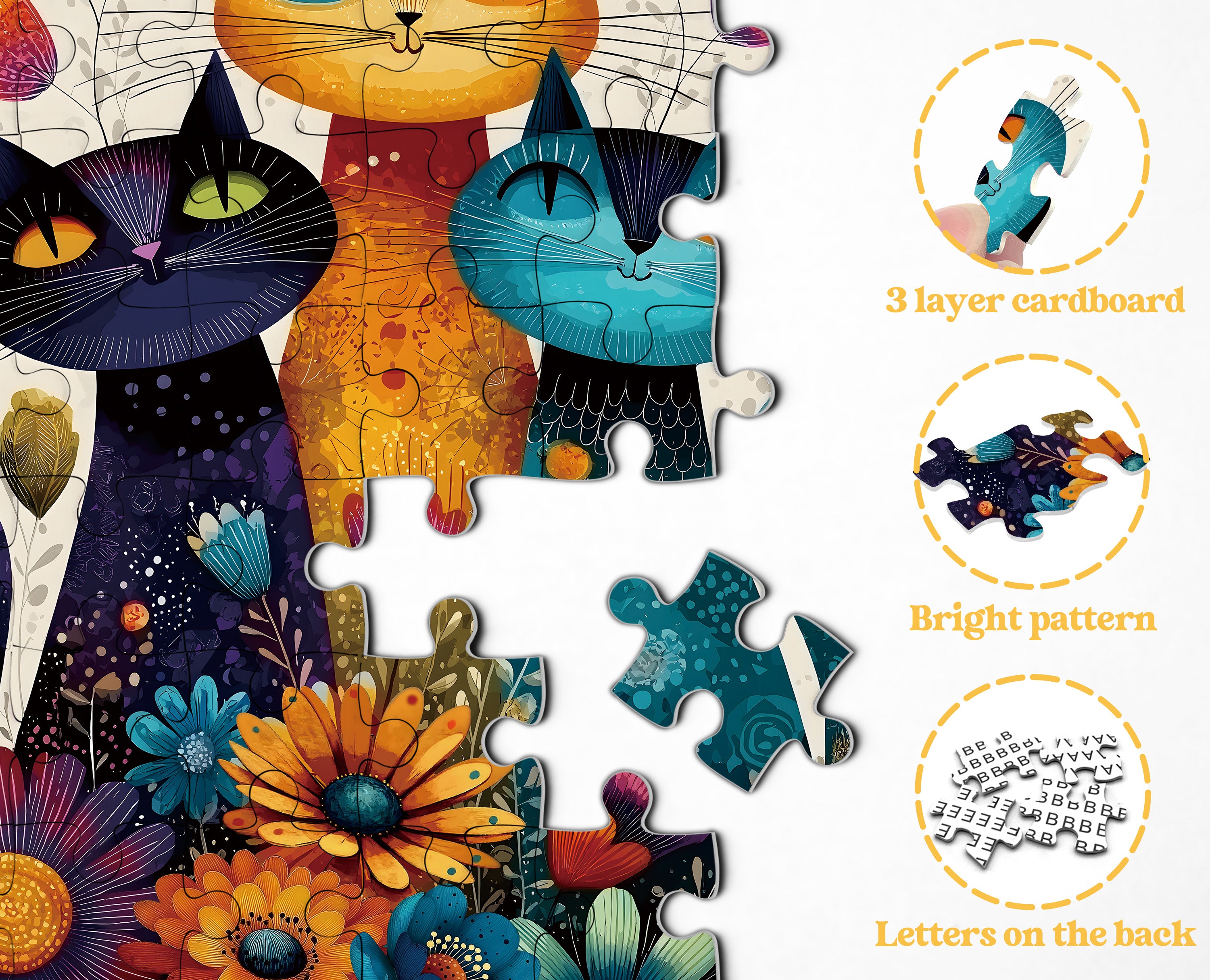 Floral Cats puzzle puzzle 1000 pezzi