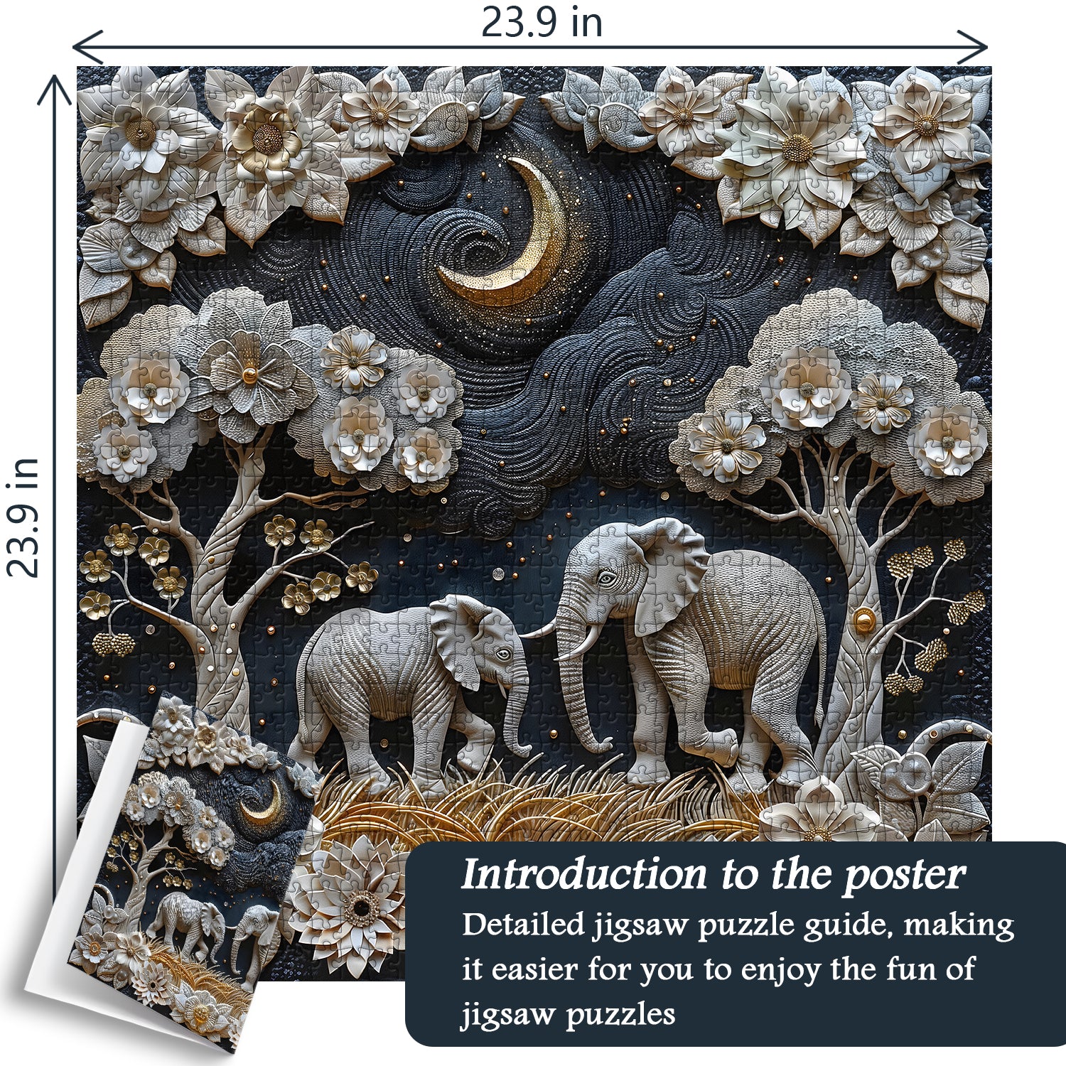 Moonlight Elephants Jigsaw Puzzle 1000 Pieces