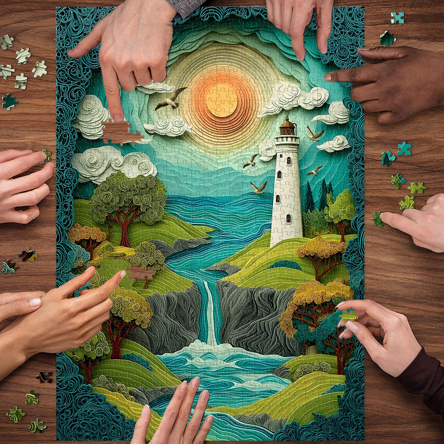 Papierkunst -Leuchtturmpuzzle 1000 Stücke