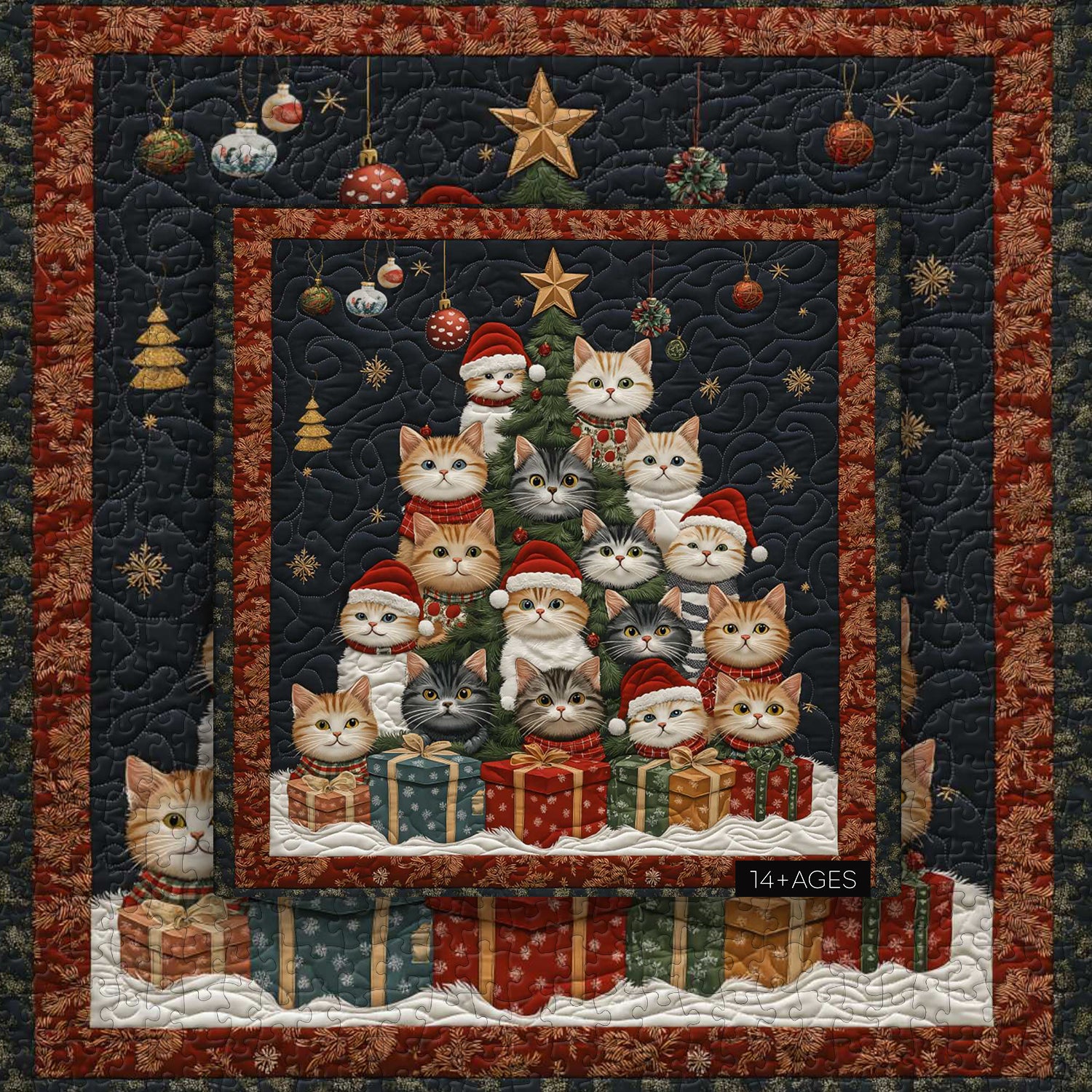 Katzen Weihnachtsbaum -Puzzle 1000 Stücke