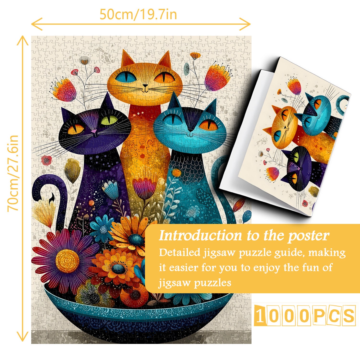 Floral Cats puzzle puzzle 1000 pezzi