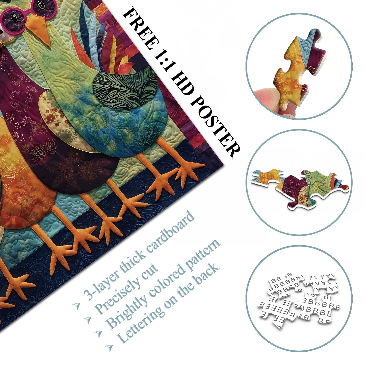 Patchwork Chick Jigsaw Puzzle 1000 Pieces
