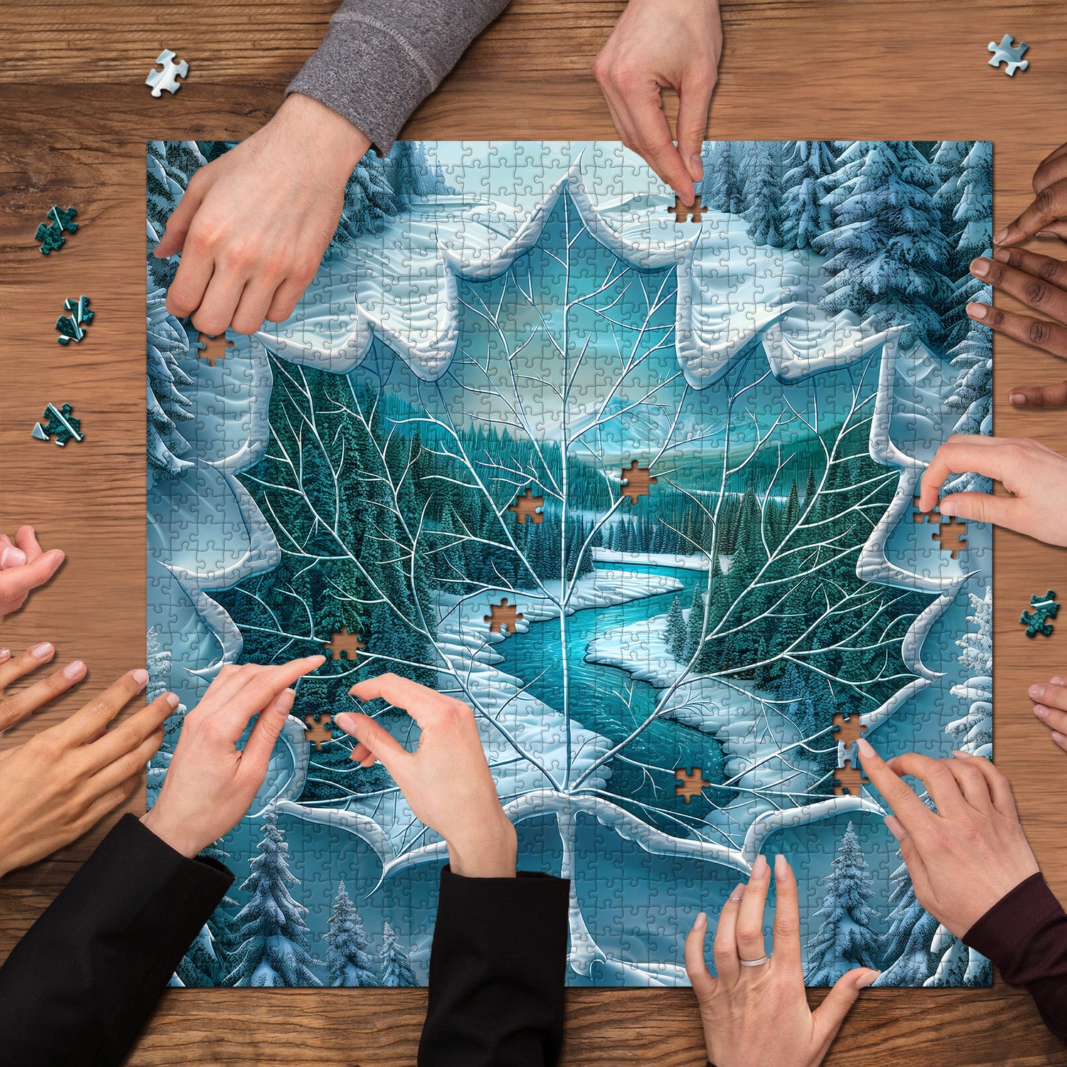 Winter Leaf River puzzle puzzle 1000 pezzi