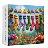 Rainbow's Bird's Sock Party puzzle puzzle 1000 pezzi