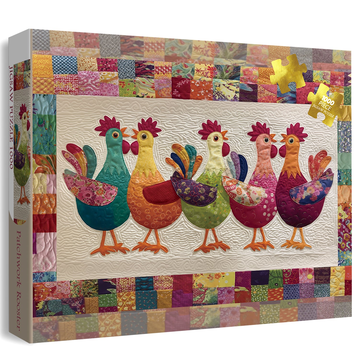 Patchwork Rooster Jigsaw Puzzle 1000 Pieces
