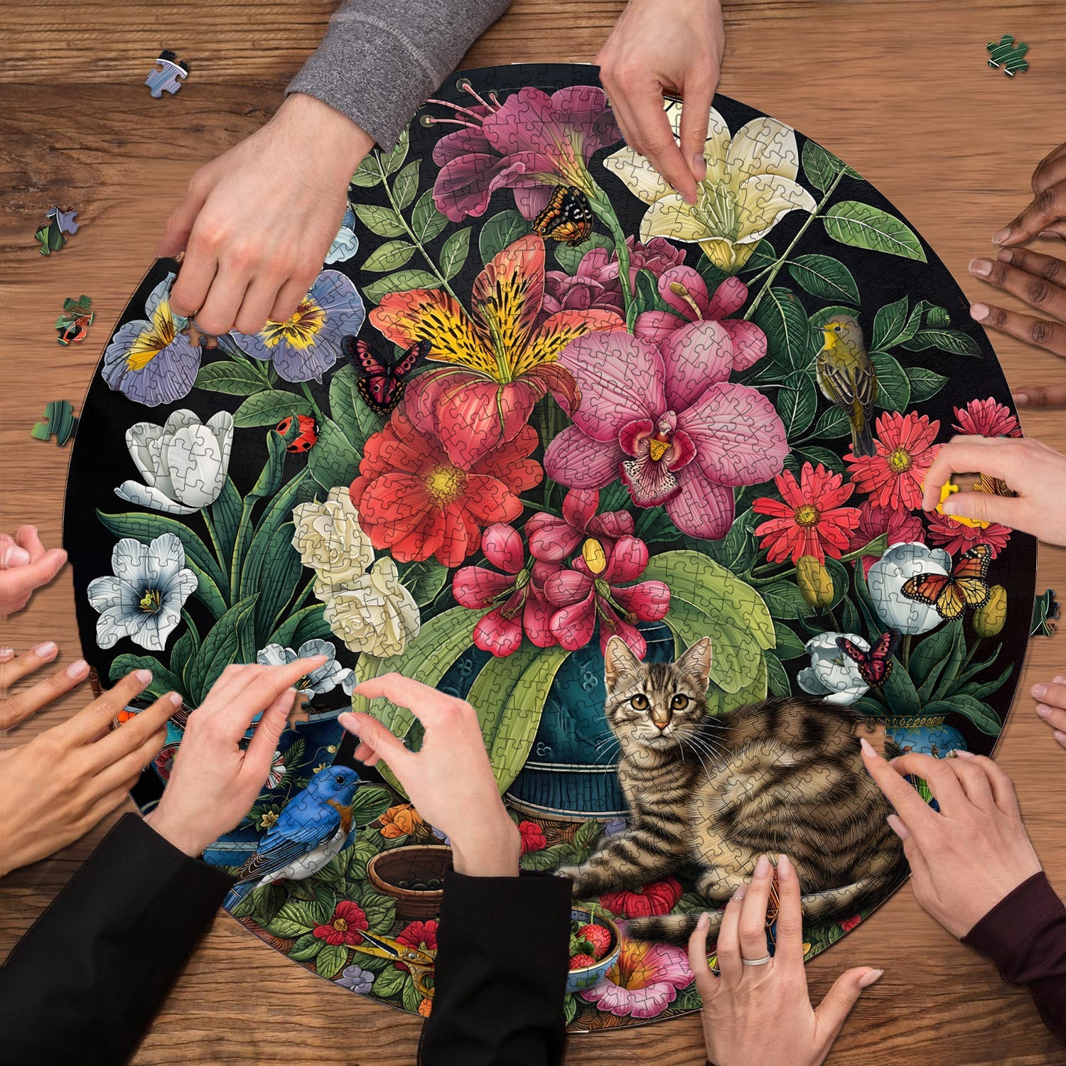 Rompecabezas de rompecabezas de flores y gatos 1000 piezas