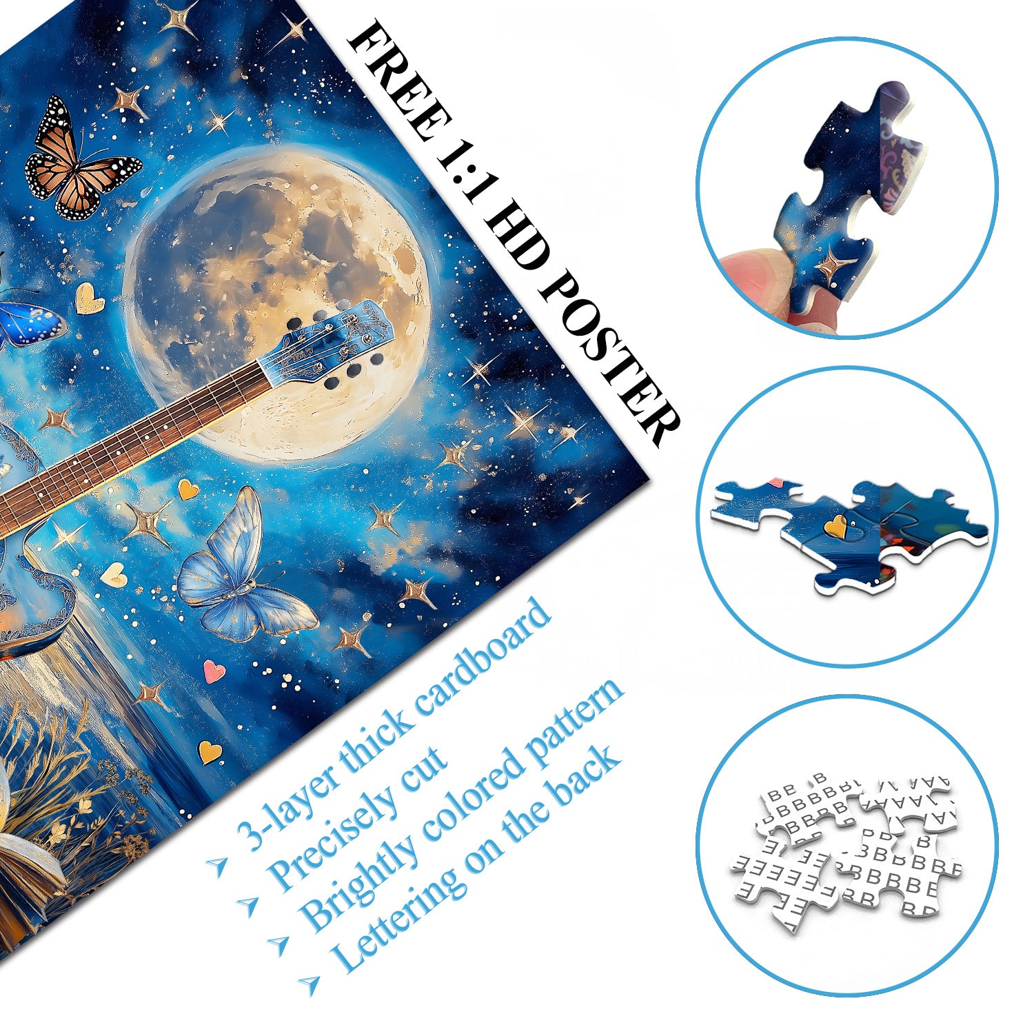 Seaside Moonlight Guitar Guitaw puzzle 1000 pezzi