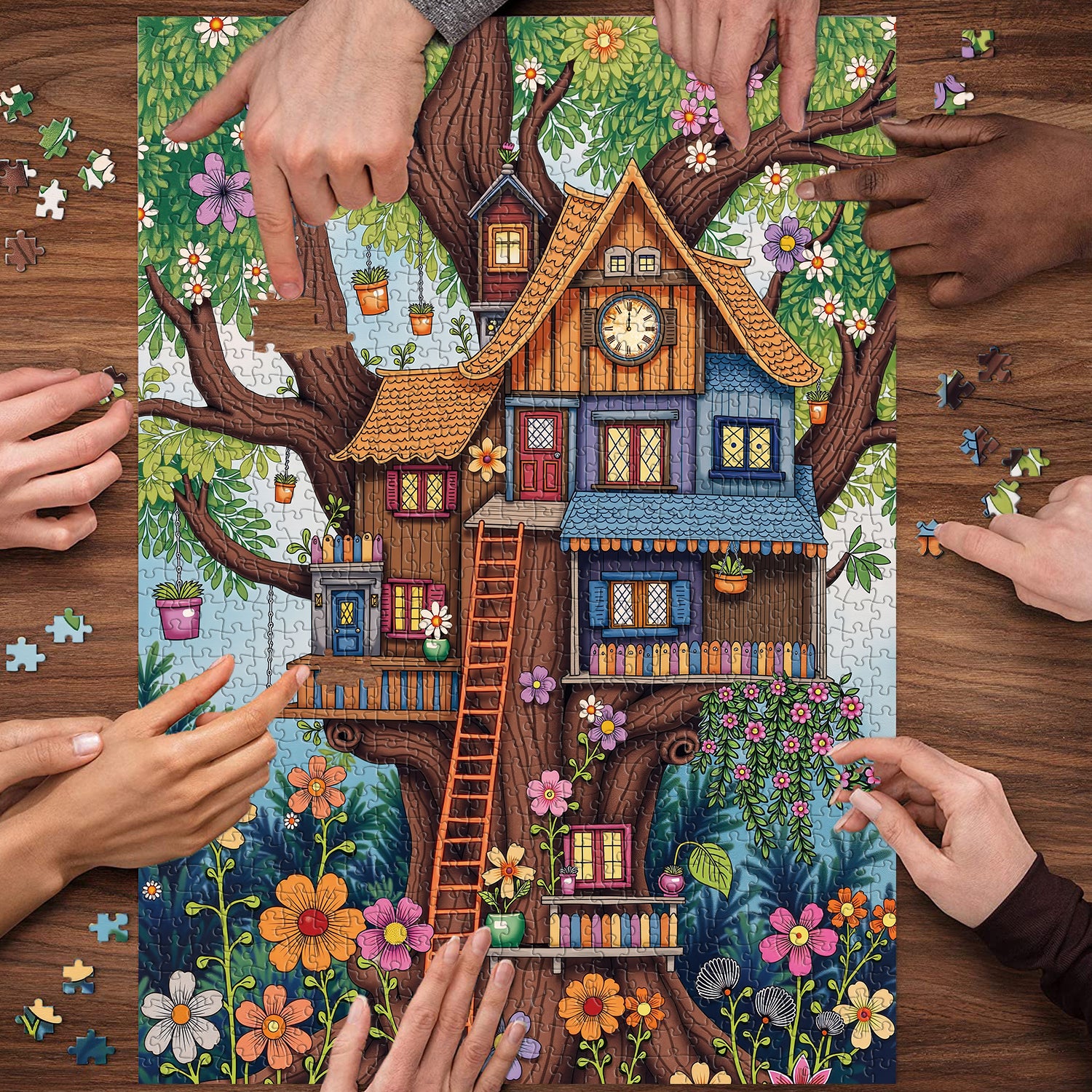 Blumenbaumhouse -Puzzle 1000 Stücke