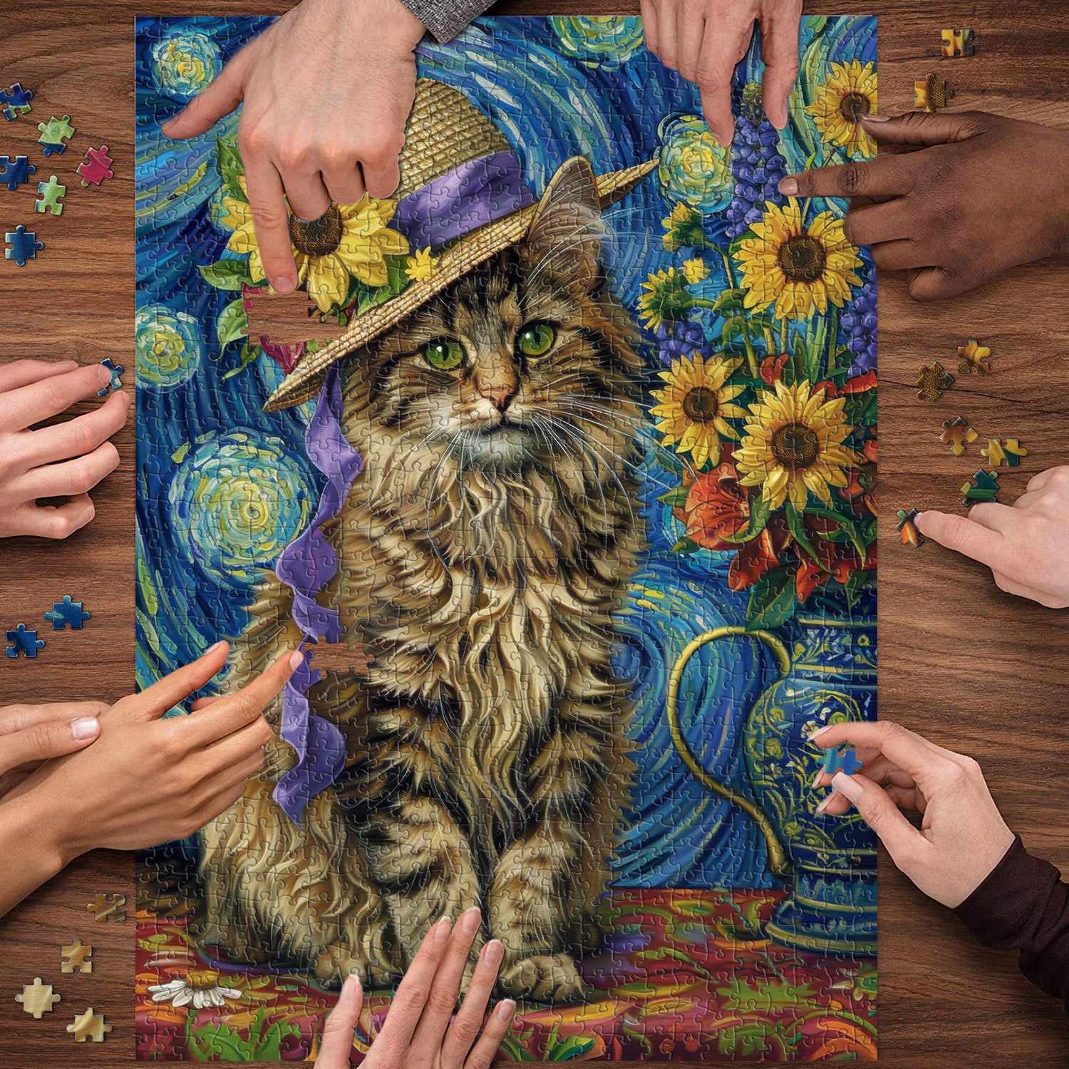 Van Gogh Cat puzzle puzzle 1000 pezzi
