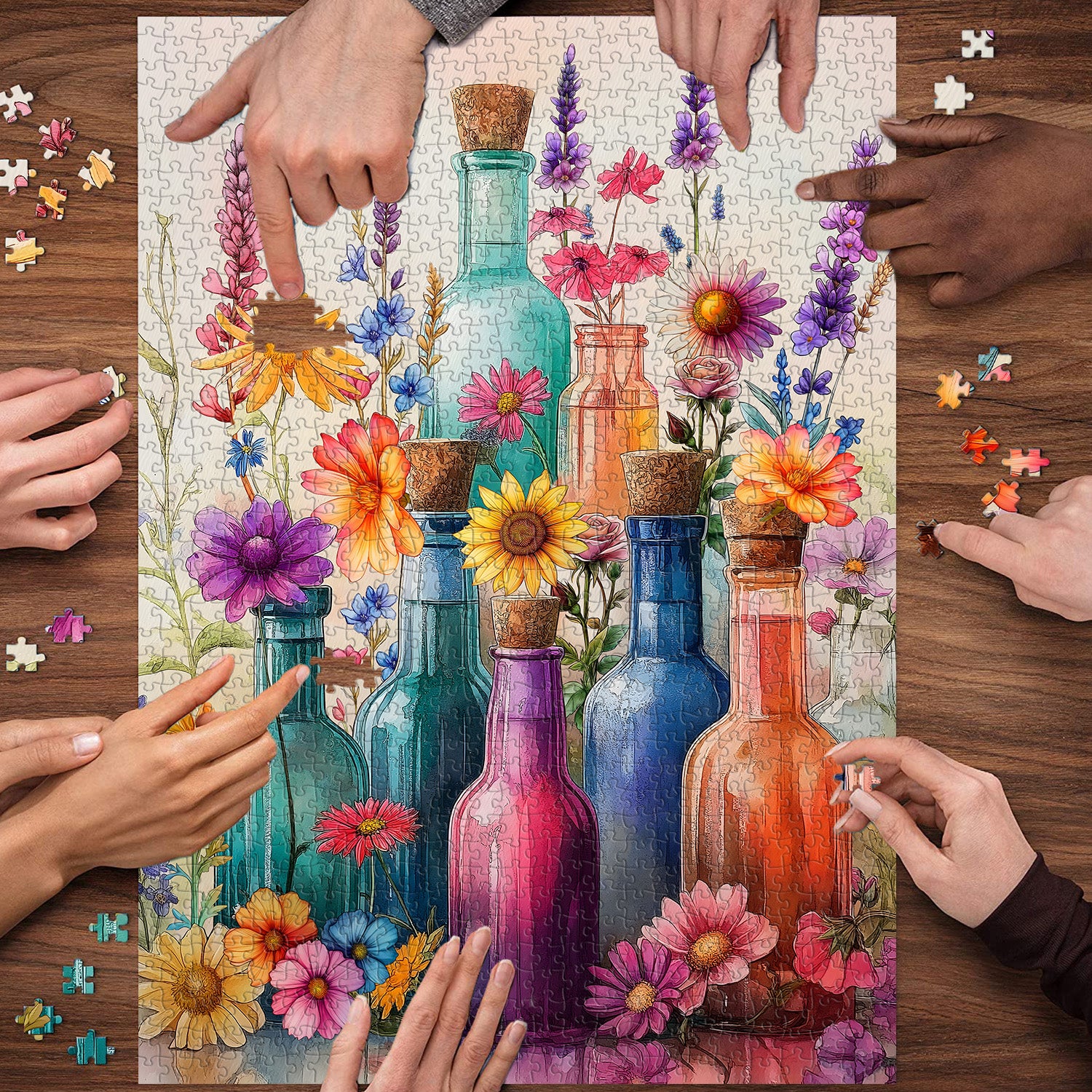 Bottiglie di armonia floreale puzzle puzzle 1000 pezzi