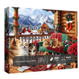 Pezzi 1000 pezzi del puzzle della cabina di tronchi di Natale