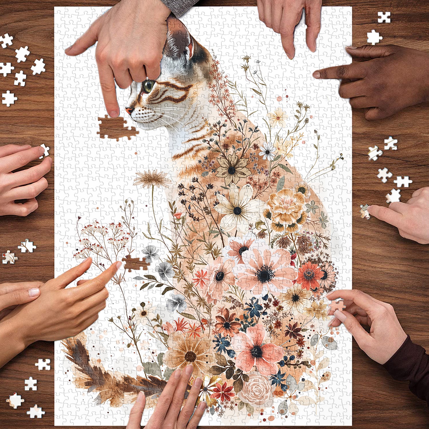 Flower Cat Jigsaw Puzzle 1000 pezzi