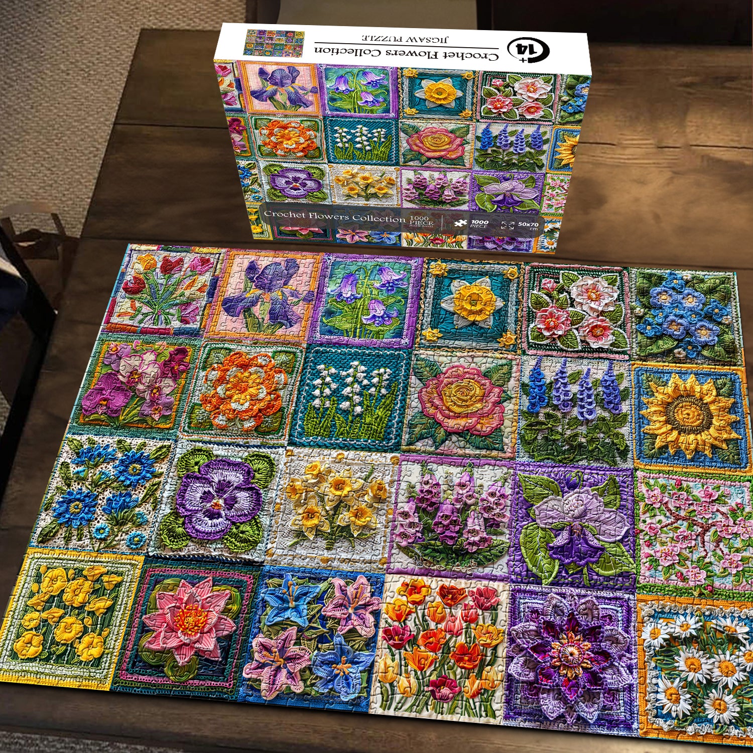 Collezione di fiori all'uncinetto puzzle puzzle 1000 pezzi