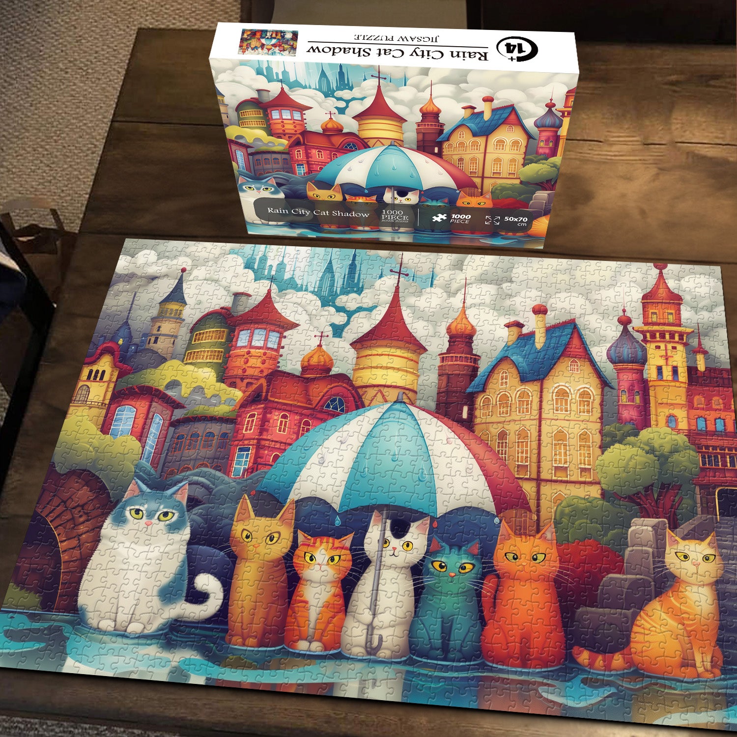 Rain City Cat Shadow Ombra Jigsaw Puzzle 1000 pezzi