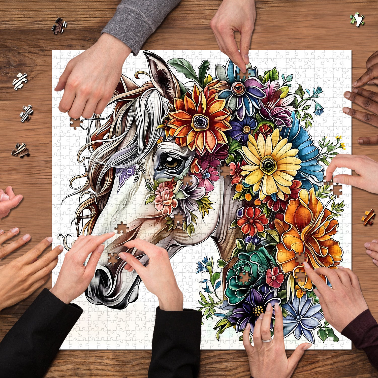 Puzzle a cavallo di fiori 1000 pezzi