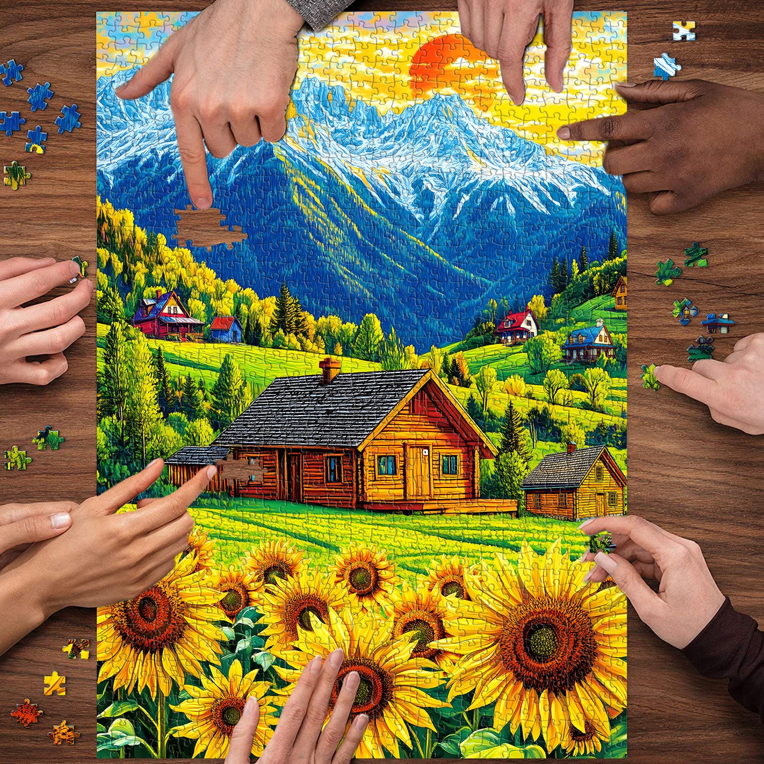 Casa de la cabaña en Sunset Puzzle 1000 piezas