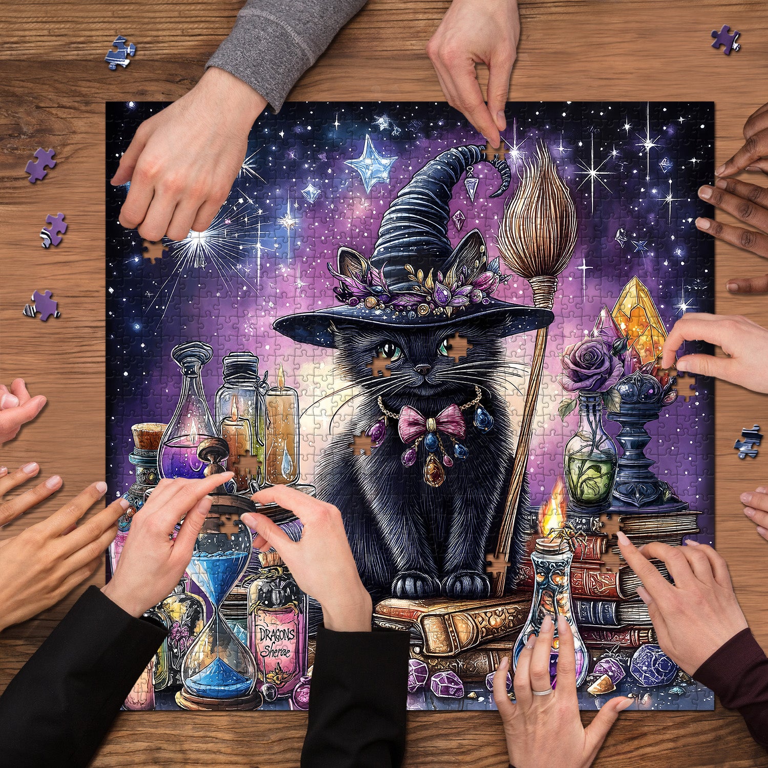 Meow Starry Night Jigsaw Puzzle 1000 pezzi