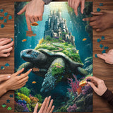 Sotto il puzzle gigante 1000 pezzi