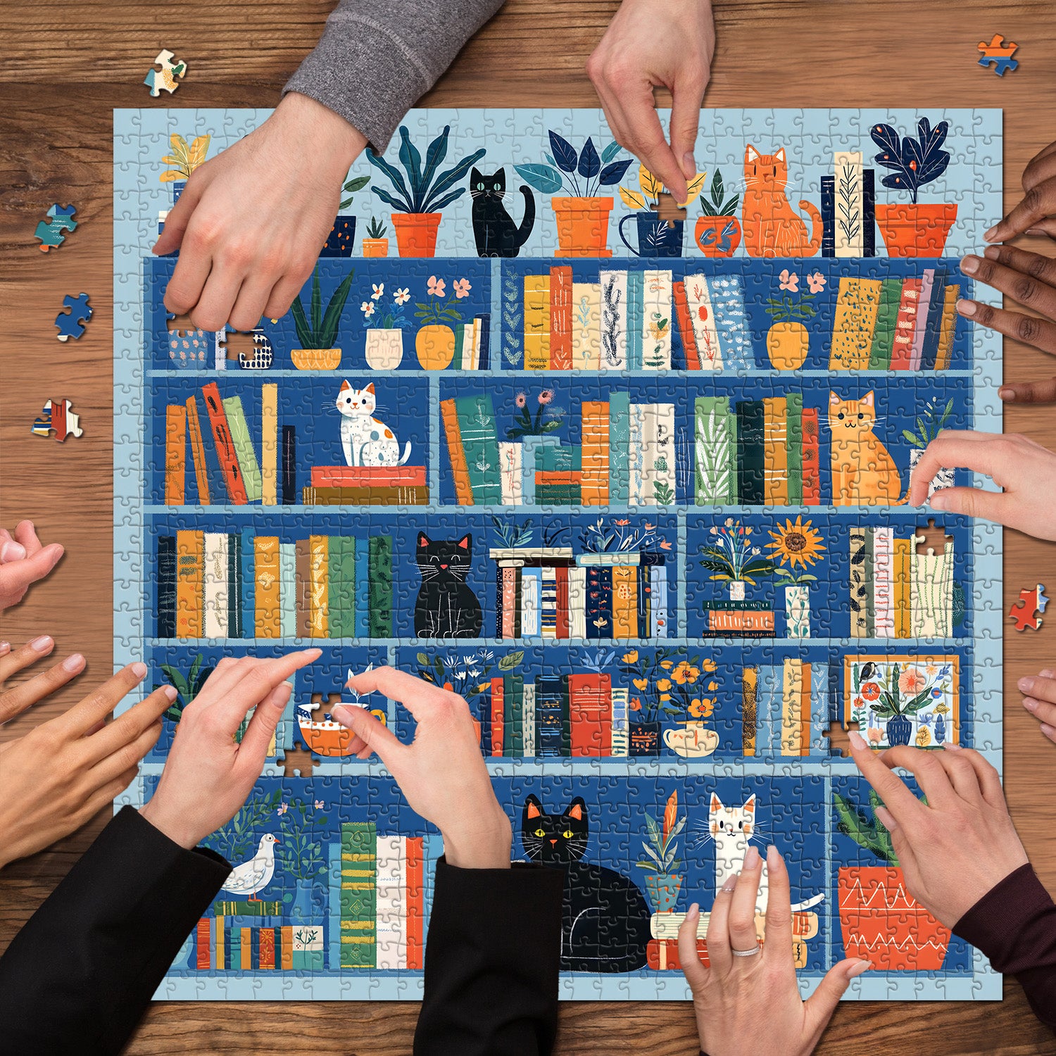 Cat Bookshelf puzzle puzzle 1000 pezzi