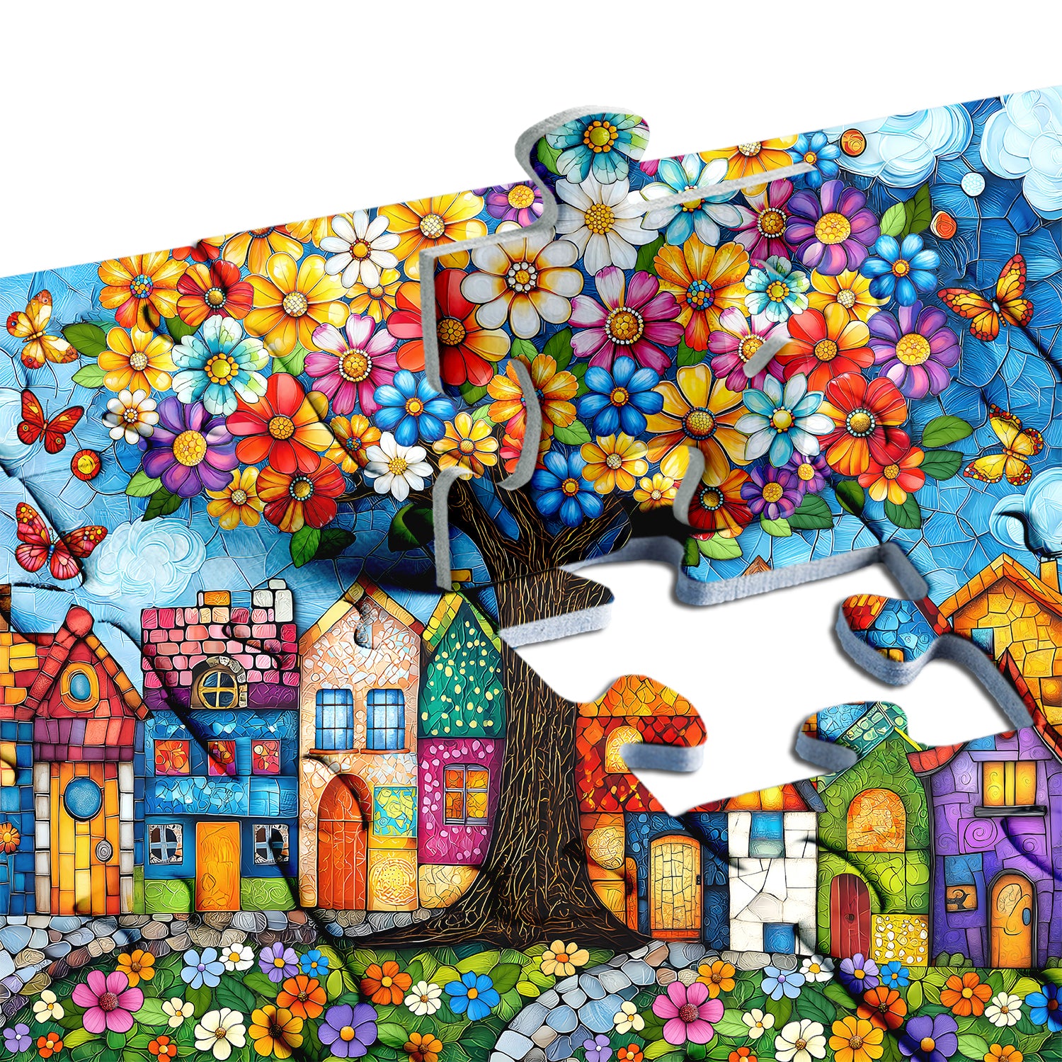 Buntes Dorf Puzzle 1000 Stücke