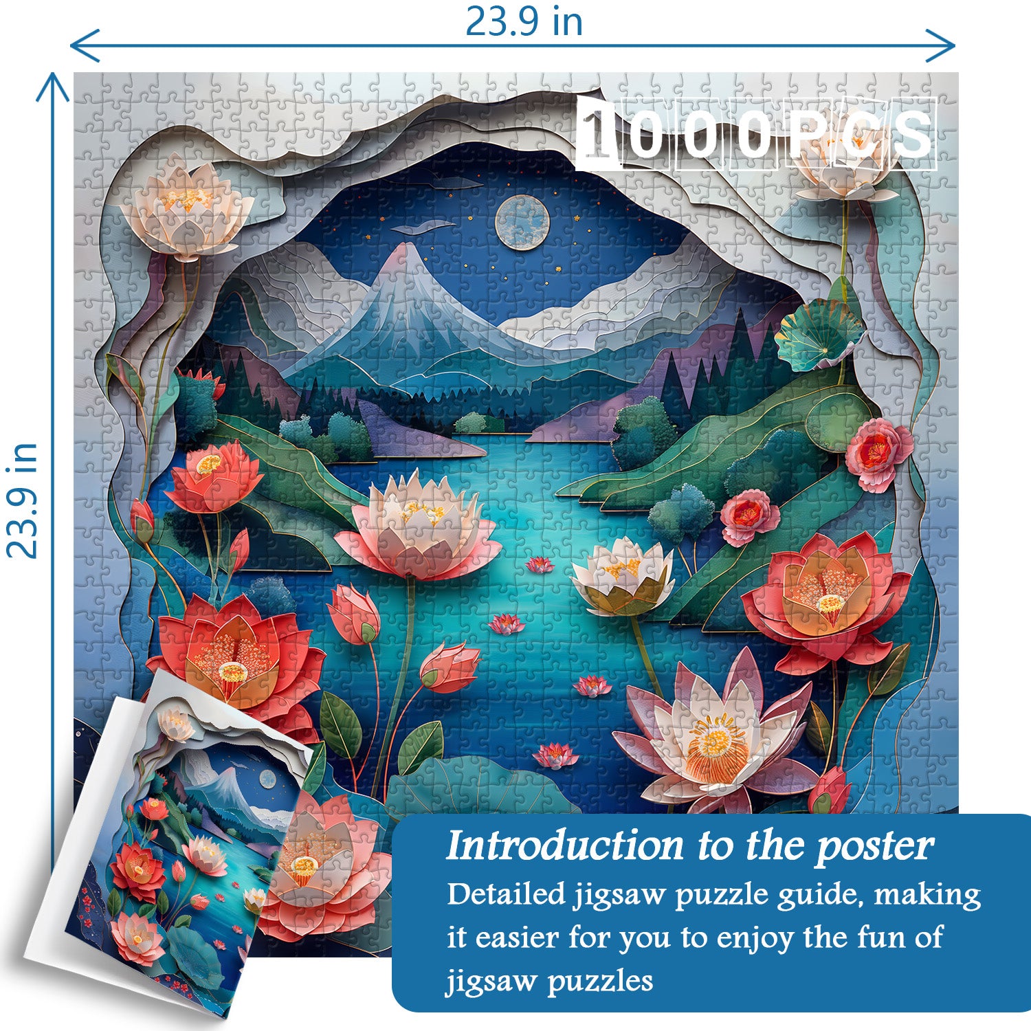 MOUNTLIT Night Lotus Jigsaw Puzzle 1000 pezzi