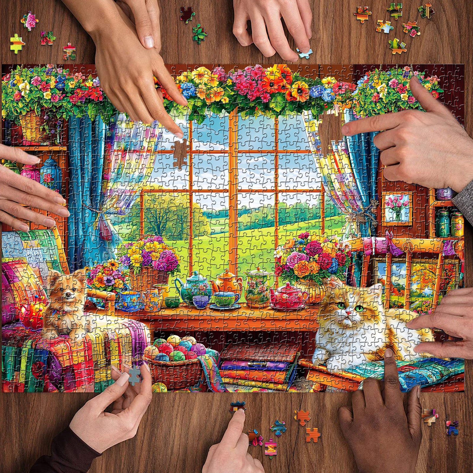 Accogliente puzzle a riptro di fiori 1000 pezzi