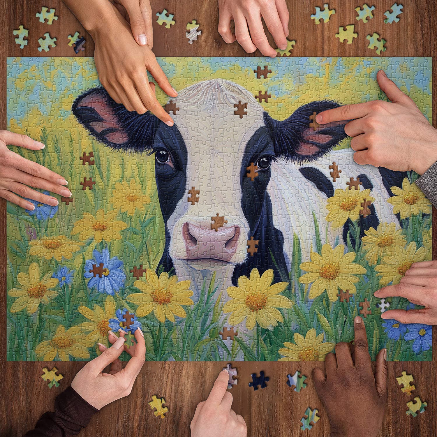Cow Among Flowers Jigsaw Puzzle 1000 Pieces