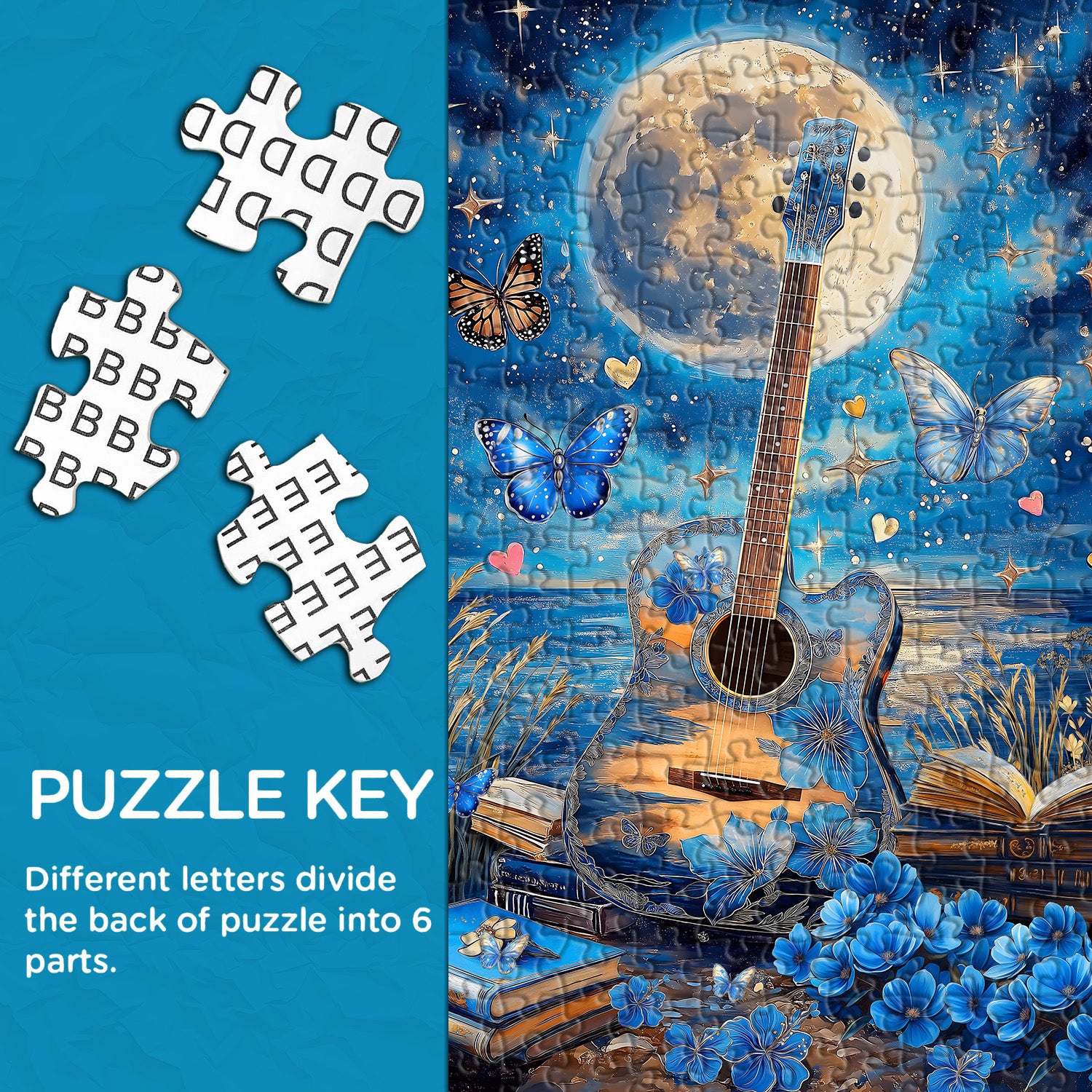 Seaside Moonlight Guitar Guitaw puzzle 1000 pezzi