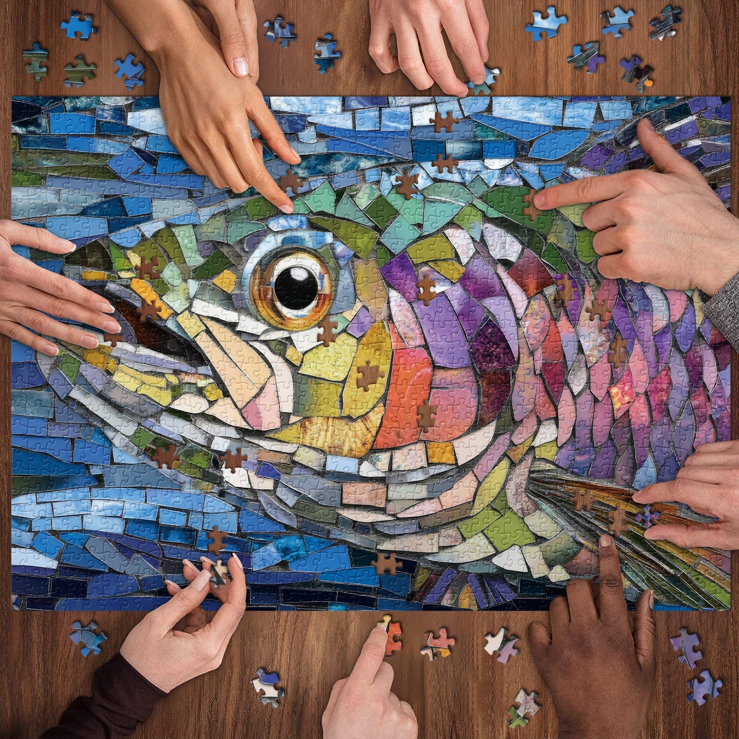 Puzzle di pesce in vetro colorato 1000 pezzi