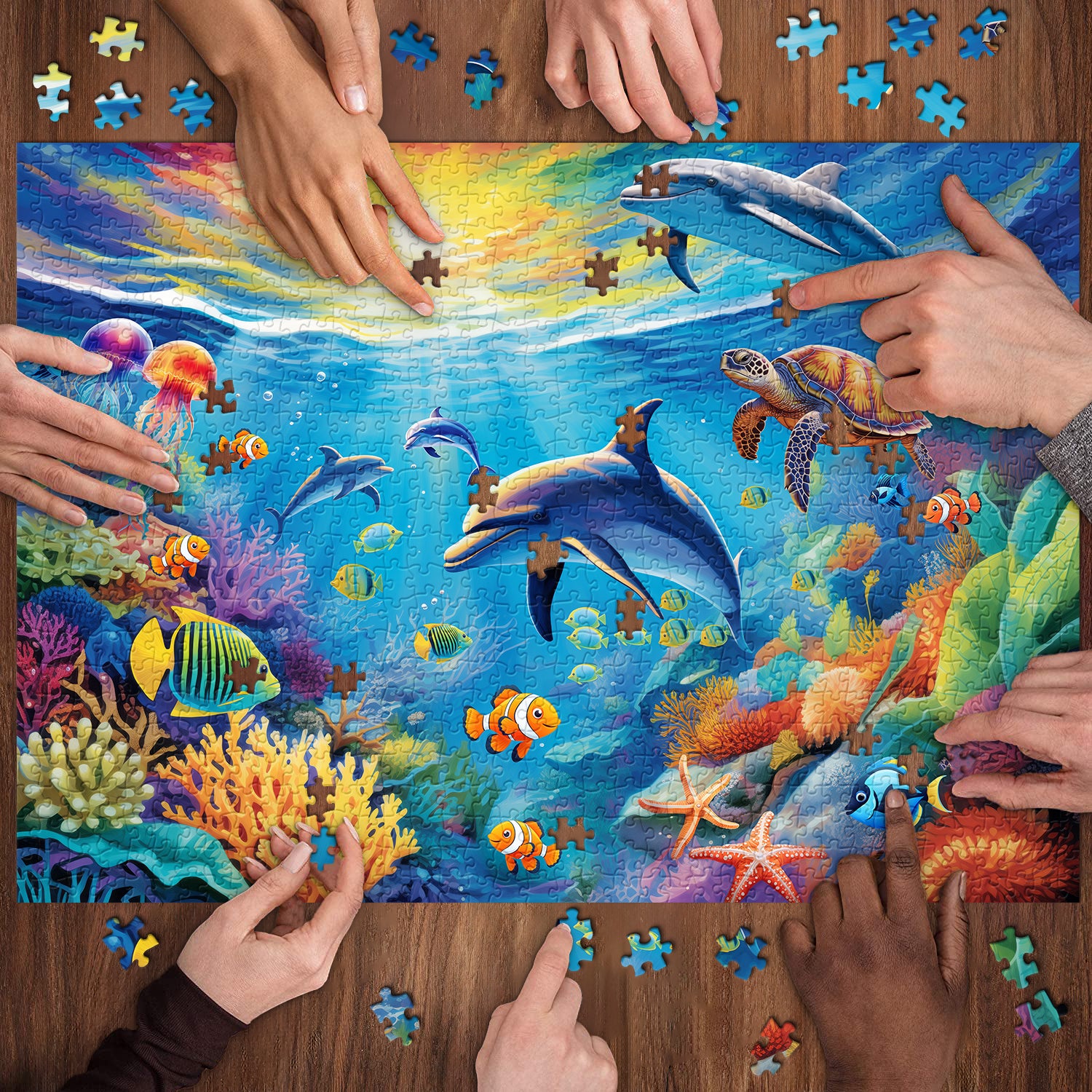 Puzzle puzzle del mondo illuminato dal sole 1000 pezzi