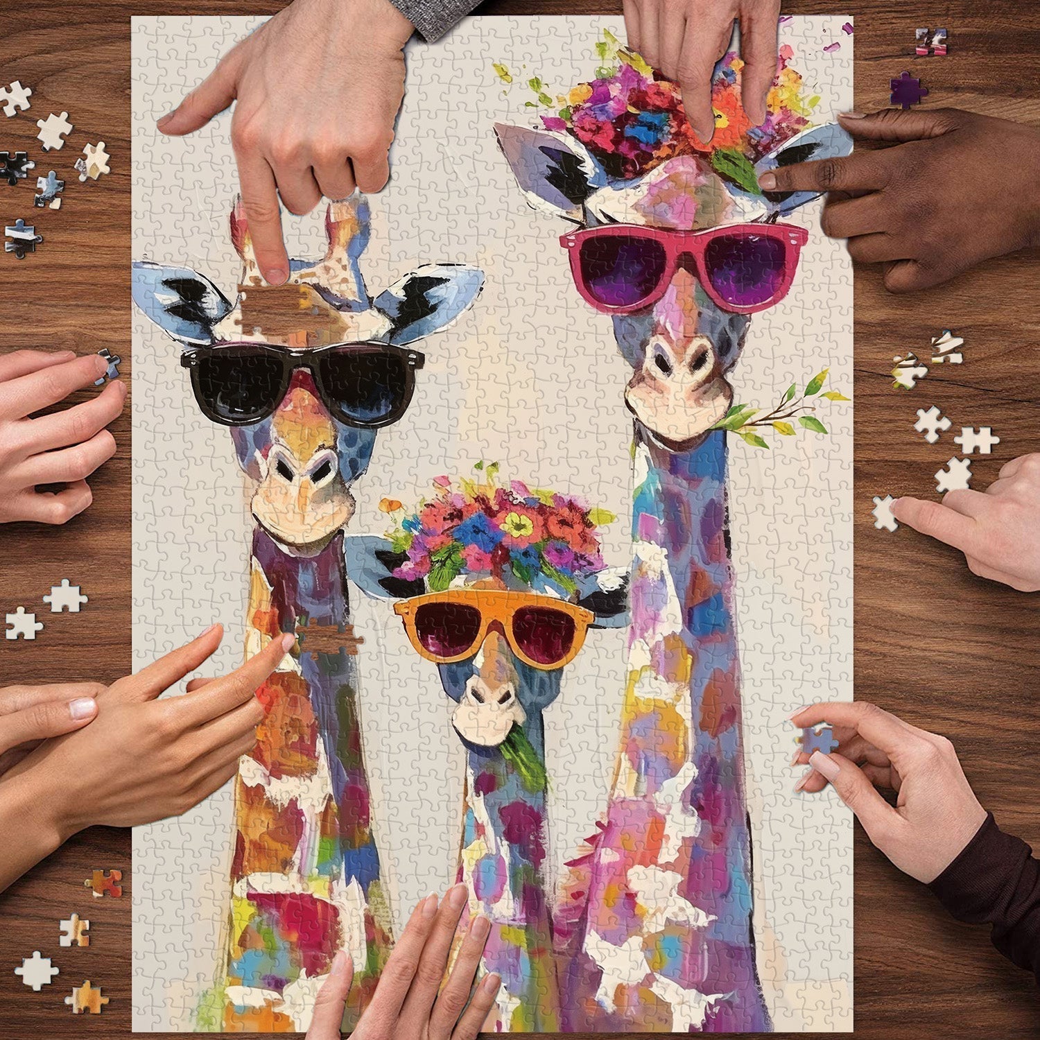 Il puzzle della famiglia giraffe enigmi 1000 pezzi