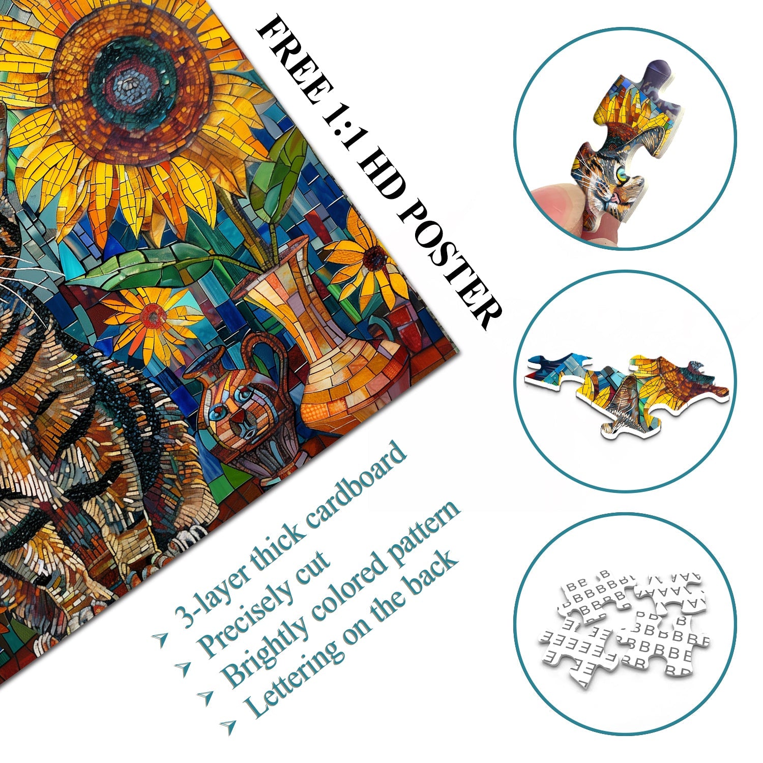 Cat de tournesol puzzle 1000 pièces 1000 pièces