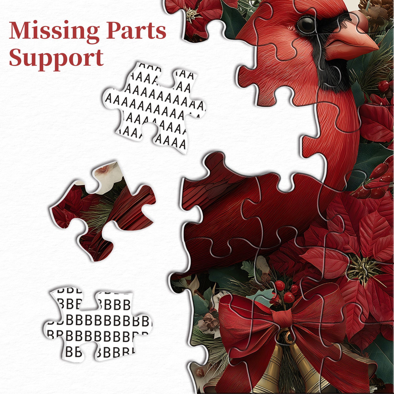 Wreath & Cardinals Bird Jigsaw Puzzle 1000 Pieces