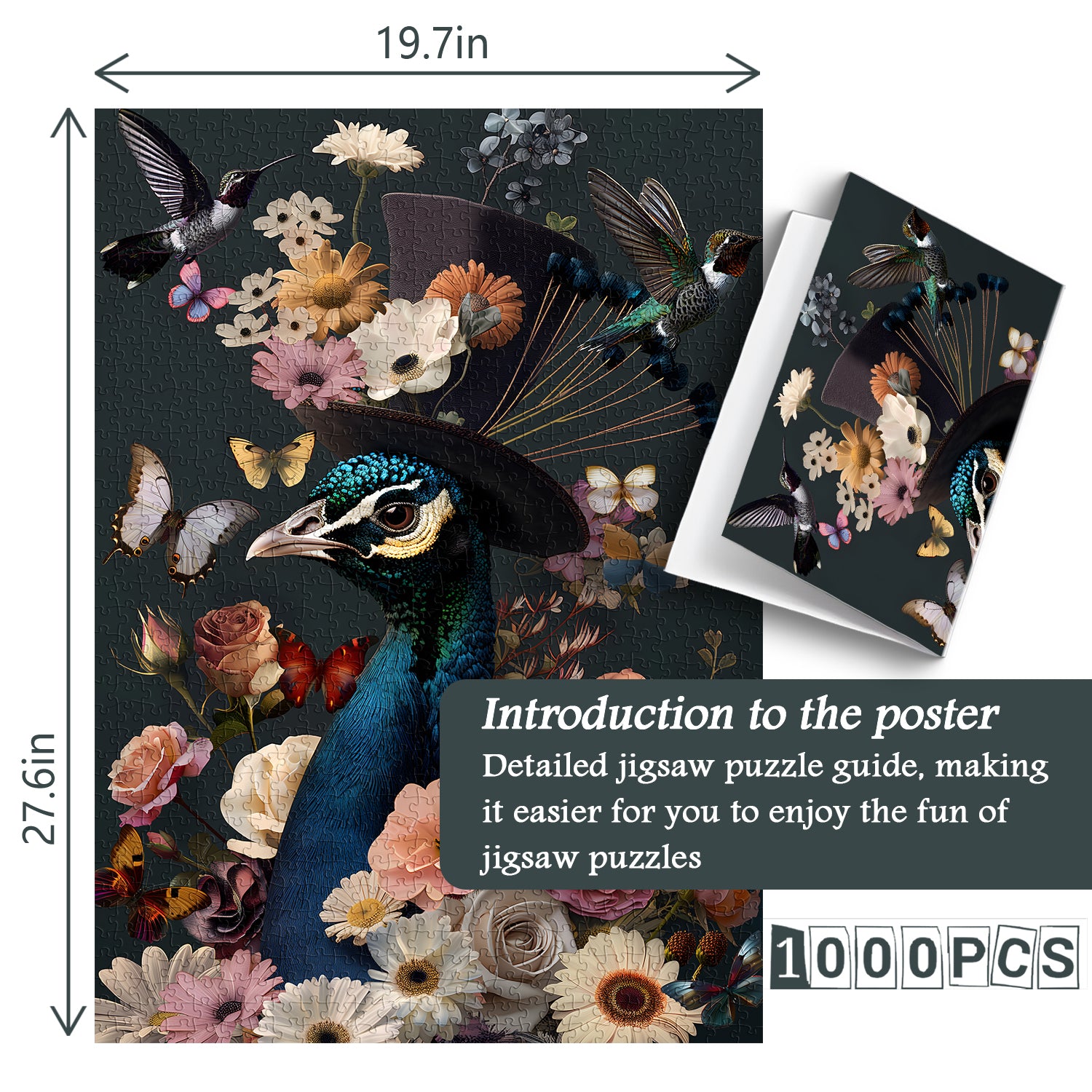 Floral Peacock Jigsaw Puzzle 1000 Pieces