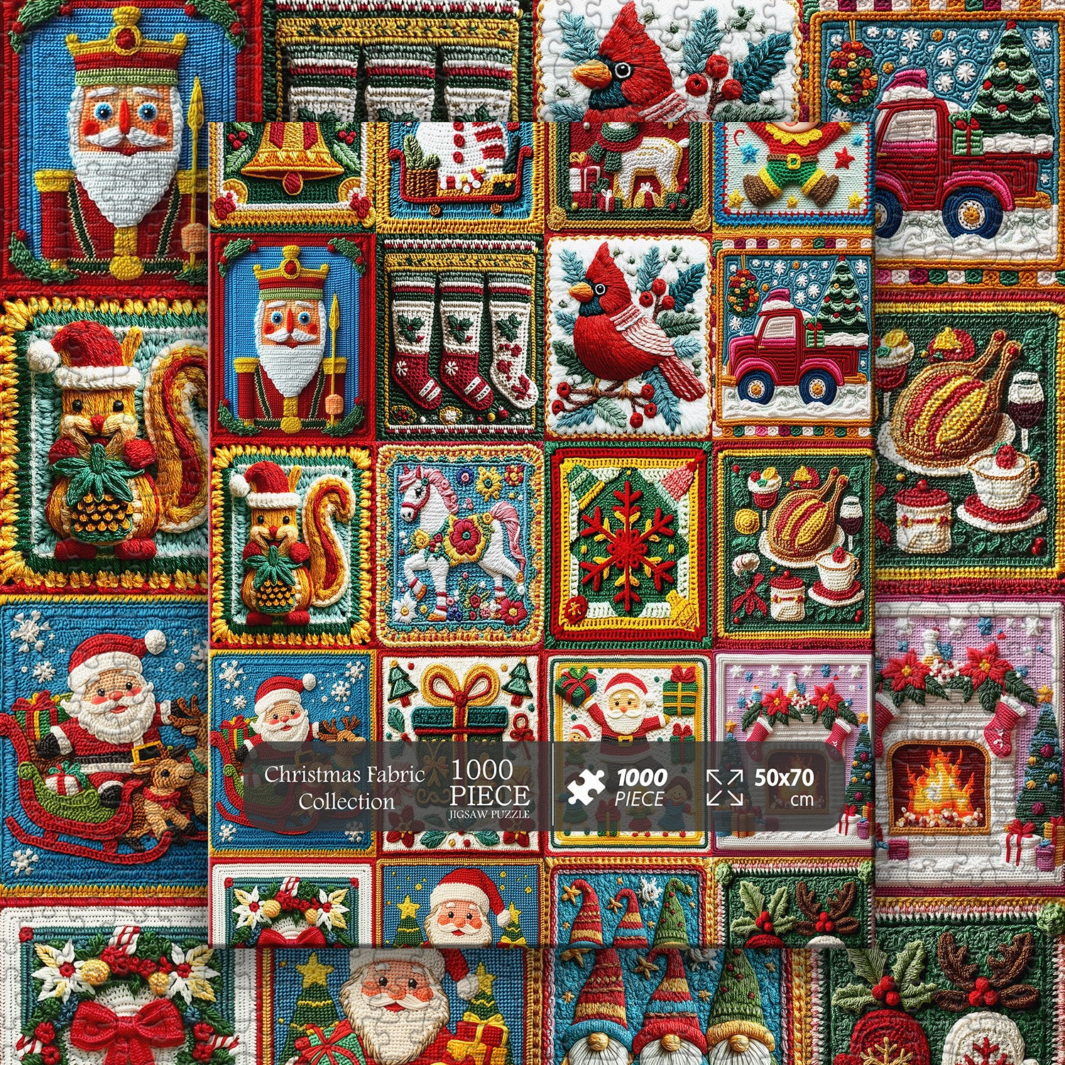 Weihnachts -Stoffkollektion Jigsaw Puzzle 1000 Stücke