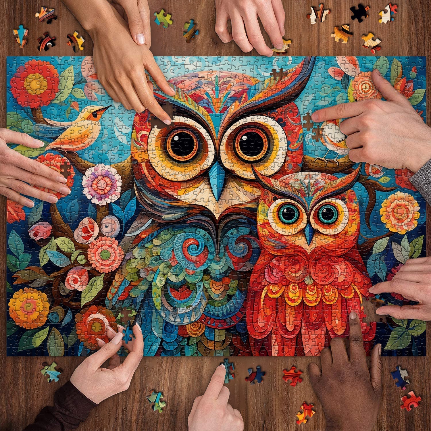 Chouette florale puzzle 1000 pièces