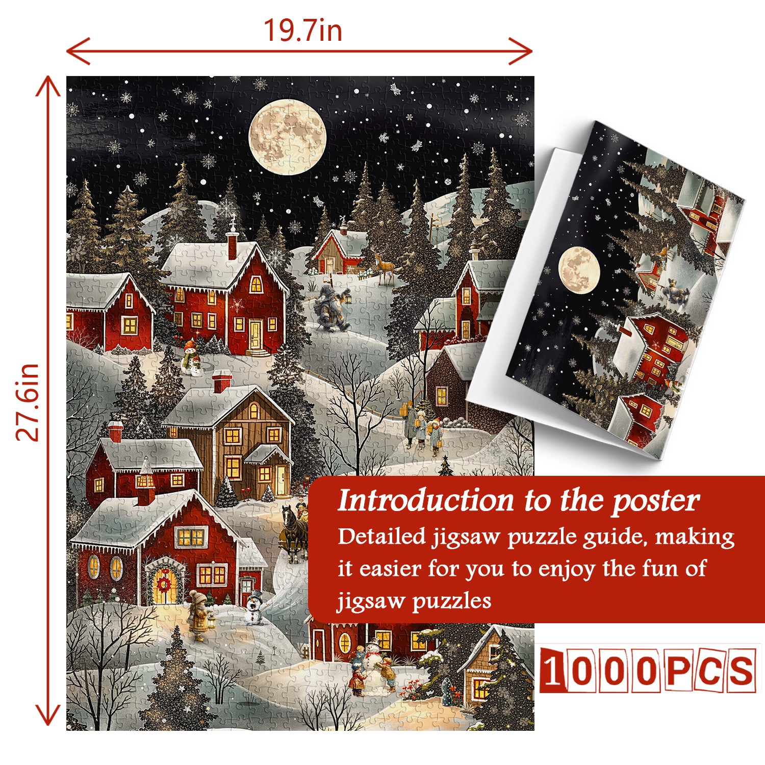 Snowy Night Village Punti di puzzle 1000 pezzi